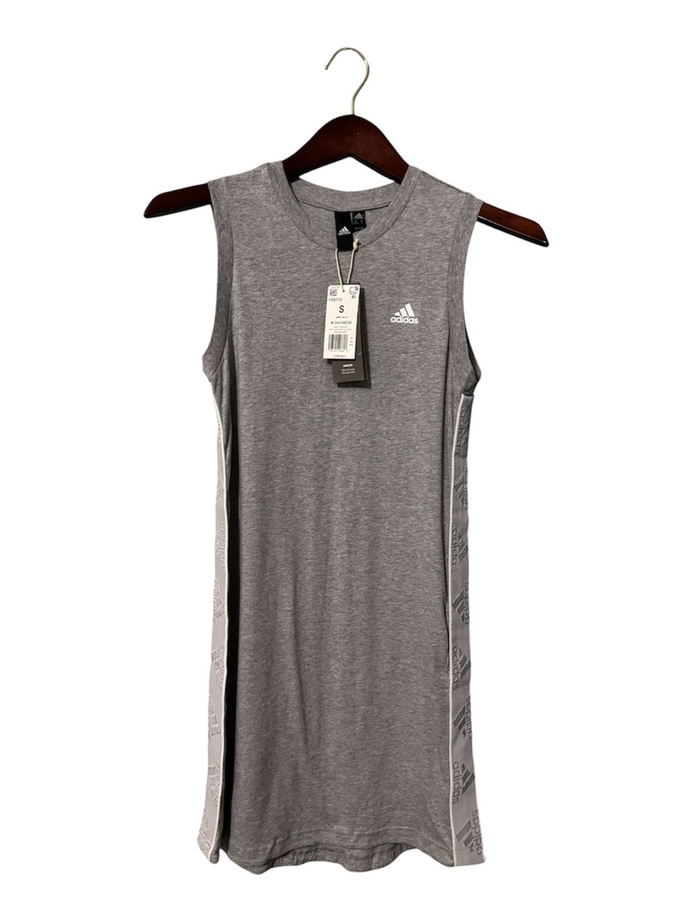 Adidas Heather Grey Logo Tape Tank Sporty Dress NWT Small